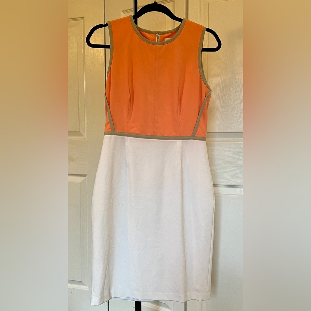 White and peach, Calvin Klein, dress, size 6